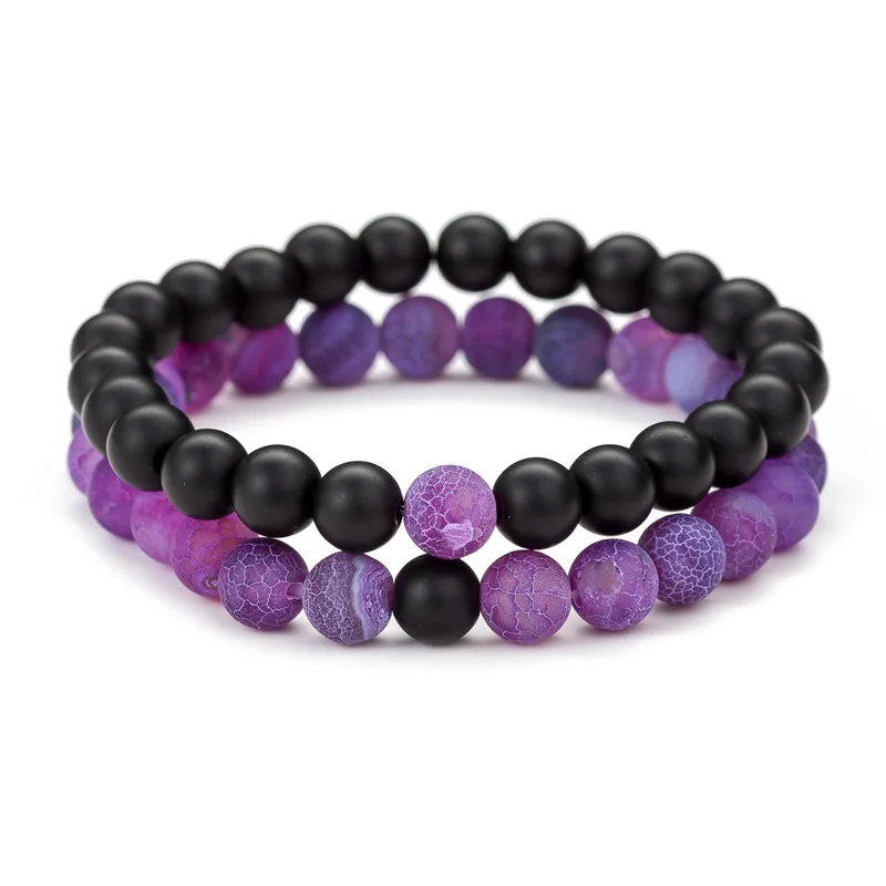 2 pieces / set of lovers bracelet classic natural stone seven color yin and yang beaded men women gift hot sale | Украшения и