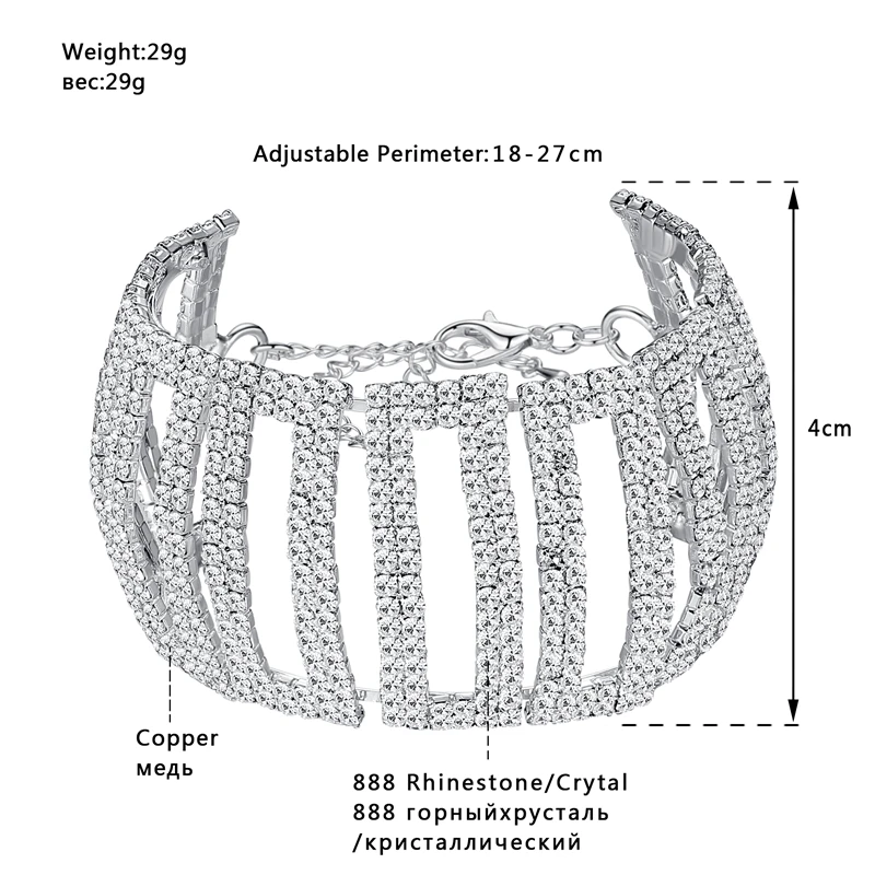 Mecresh Simple Geometric Rhinestone Bracelets Bangles for Women Silver Color Bridal Wedding Engagement Jewelry MSL345 | Украшения и
