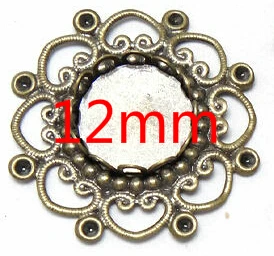 10X 12mm 10 шт. 12 мм Цветок лотоса Античная Бронза Подвески Установка Кабошон Камея База лоток ободок пустой DIY ювелирных изделий - Цвет: 10X 12mm