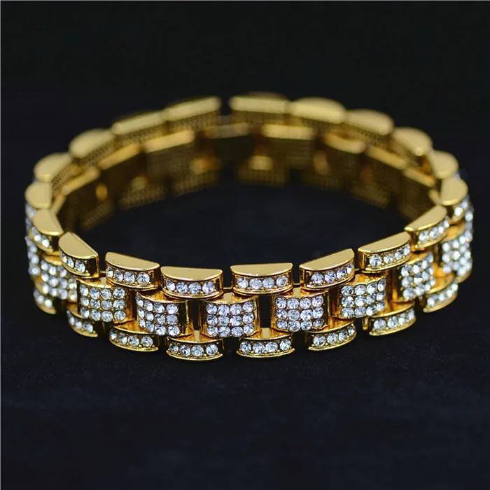 Для мужчин S bling хип хоп браслет iced out Хрустальная цепочка браслеты для ювелирные изделия - Окраска металла: gold