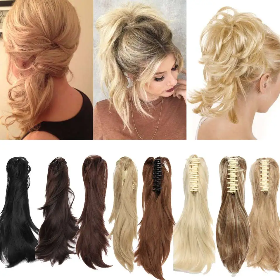 s-noilite Clip In Ponytail Synthetic Wrap Around Ponytail Clip In Hair Extension Long Curly Hairpiece Fake Hair Braid Ponytail