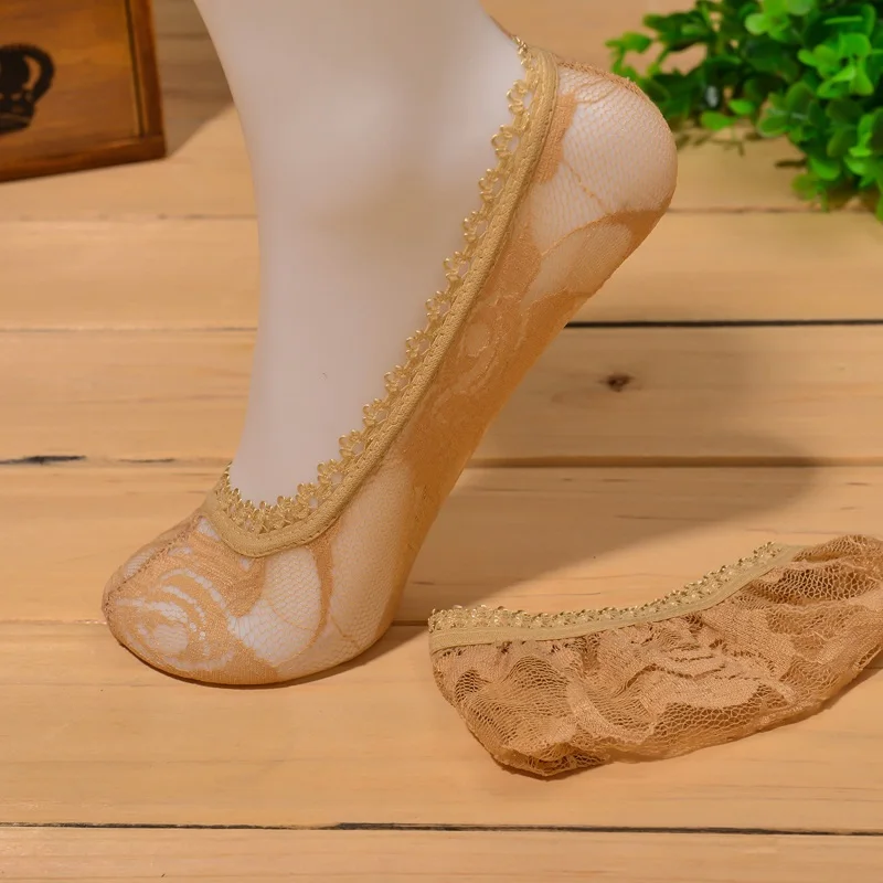 Летние Стильные женские модные женские лодочные носки кружевные короткие женские противоскользящие носки с невидимой подкладкой женские носки