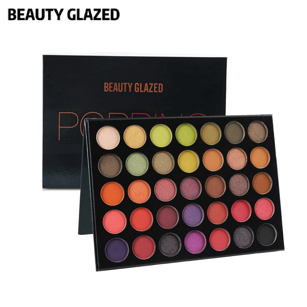 Палитра теней для век 35 цветов блестящие пигментные тени пудра макияжа