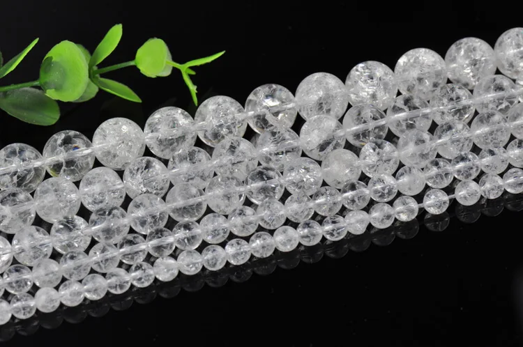 8 мм белый треснувший кристалл натуральный камень круглые ювелирные изделия из