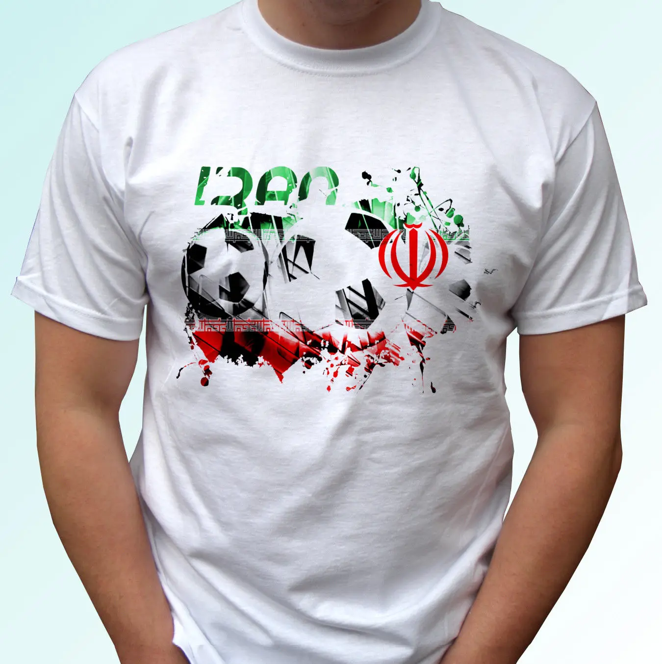 Иран Флаг Футбол белая футболка футбольный стиль дизайн для мужчин и женщин