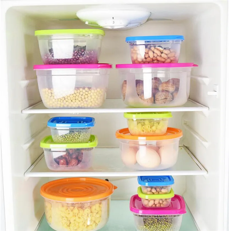 Food Containers with Lids 5pcs/set Kitchen Storage Boxes Microwavable Plastic Container The Refrigerator Bowl Organizer. | Дом и сад