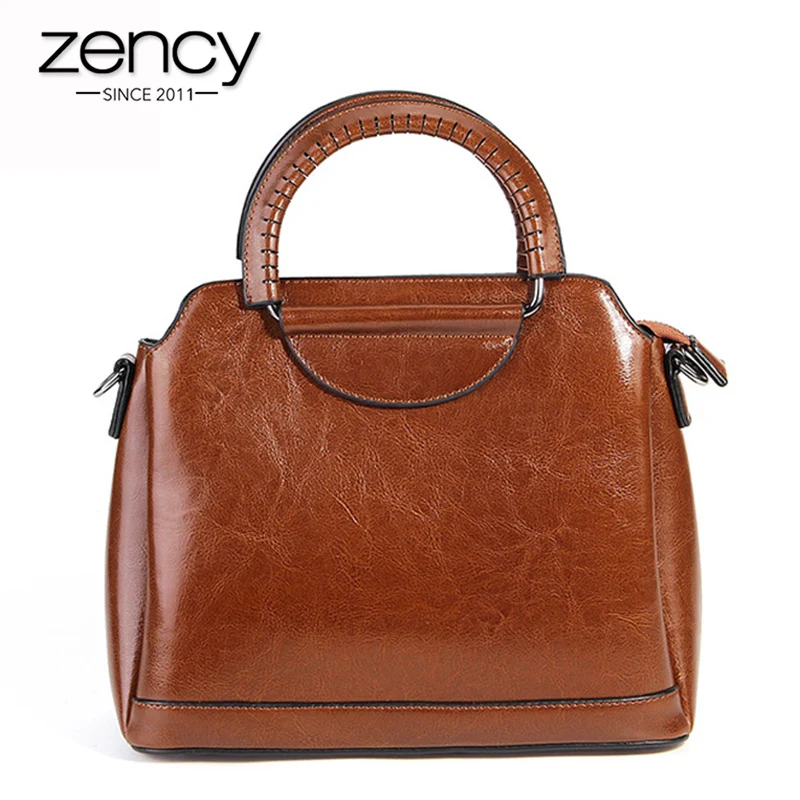 Zency, 6 цветов, элегантная женская сумка, натуральная кожа, Повседневная сумка, модная женская сумка через плечо, сумка-мессенджер, Офисные Сумки, черный, коричневый