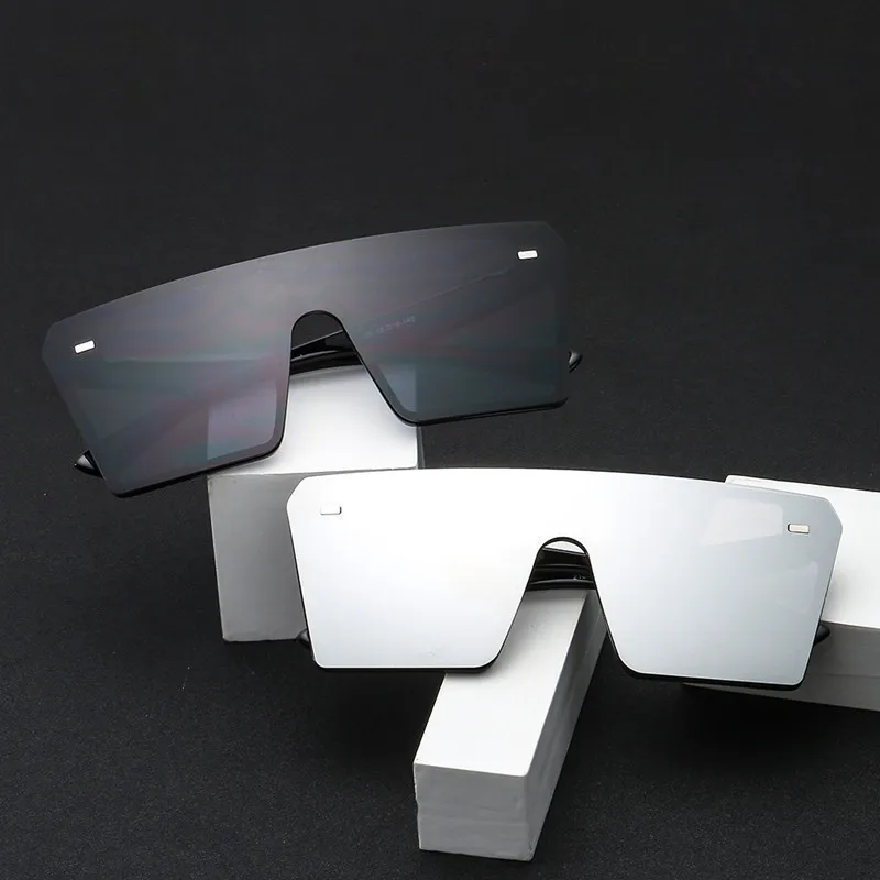 Солнцезащитные очки с плоским верхом Мужские квадратные оверсайз женские модные