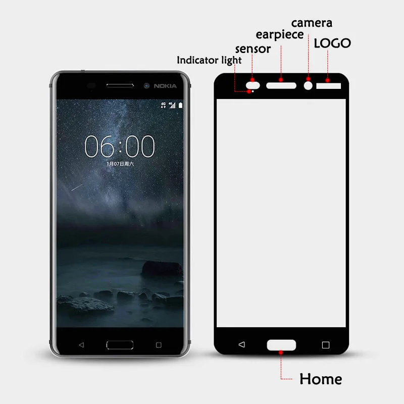 2 шт для Nokia 6 закаленное стекло 2017 Защита экрана Nokia6 TA-1003 TA-1000 полное покрытие