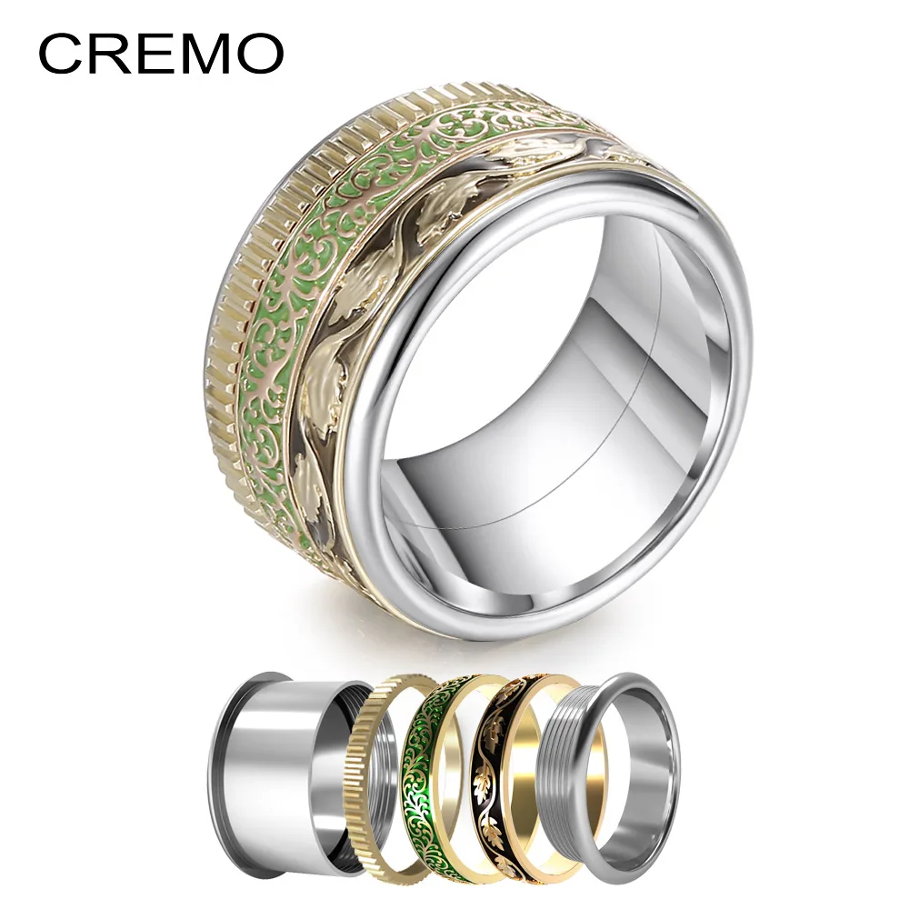 Кольца Cremo из титана и нержавеющей стали кольца в виде листьев растений