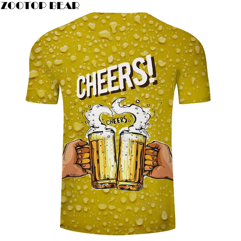 Green Cheers Beer 3D футболка для путешествий Мужская Летняя Забавные футболки с коротким