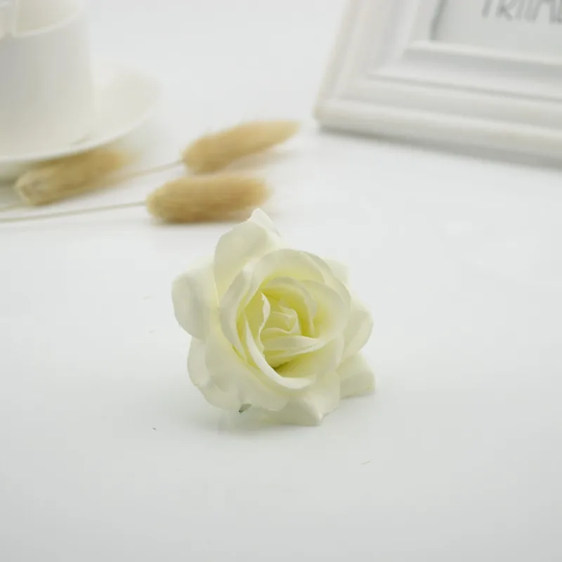 Milk white 2 шт шелковые пластиковые розы, искусственные цветы для дома, свадебные украшения, сделай сам, венок, вазы для декоративного подарка, рукоделие, букет невесты - Цвет: Milk white
