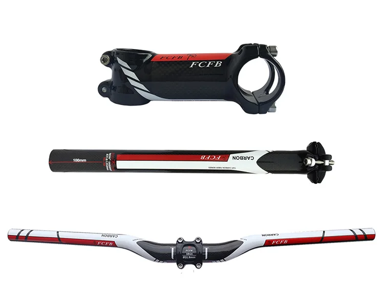 Rise Handlebar SET 3K углеродный руль для велосипеда MTB, набор велосипедных подъемных/плоских рулей, углеродный Подседельный штырь, велосипедные горные части, подседельный штырь для шоссейного велосипеда - Цвет: Rise Handlebar SET
