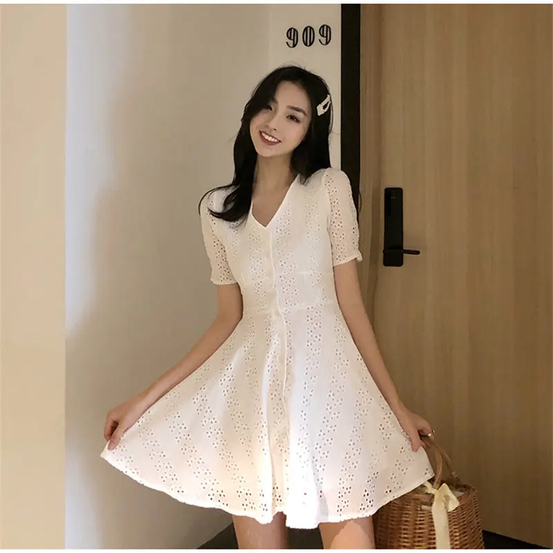 Платье мини с рукавами фонариками однотонное|Женские платья| |