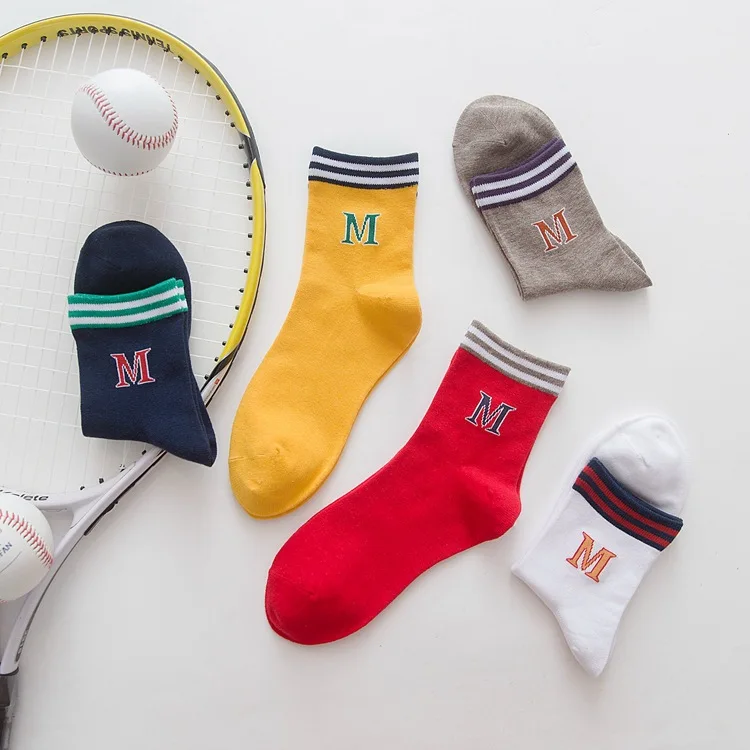 Новинка 2018 хлопковые носки с буквенным принтом женские повседневные оптом