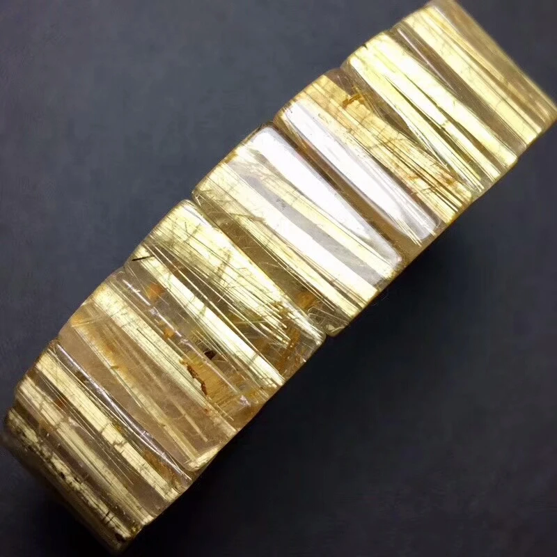 Браслет из настоящего натурального золота с рутилированным кварцевым