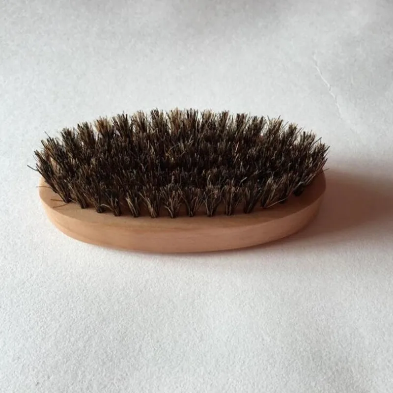 1 Pc Mustache Beard Brush Natural Boar Bristle Oval Handle Men's Face Message Facial Hair Comb Shaving Badger Brushes | Красота и