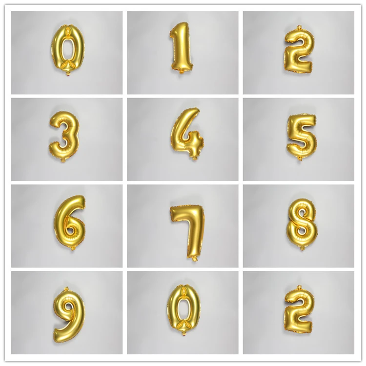 Hot sale Gold Silver Number Foil Balloon Digit air Ballons Happy Birthday Wedding Decoration Letter balloon Event Party Supplies