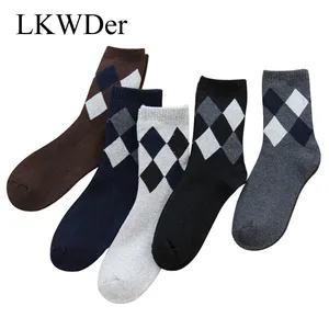 LKWDer5 пар, хит продаж, мужские зимние утепленные махровые носки, мужские деловые повседневные теплые хлопковые носки для мужчин, Calcetines Hombre