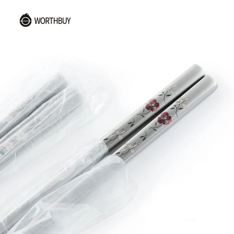 WORTHBUY 10 пар 304 нержавеющая сталь Традиционные палочки для еды китайские цветы