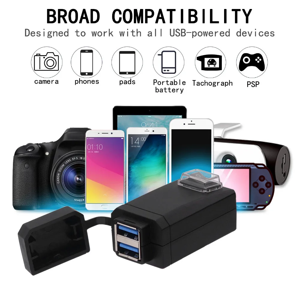 USB зарядное устройство мотоциклетная розетка двойной светодиодный вольтметр +