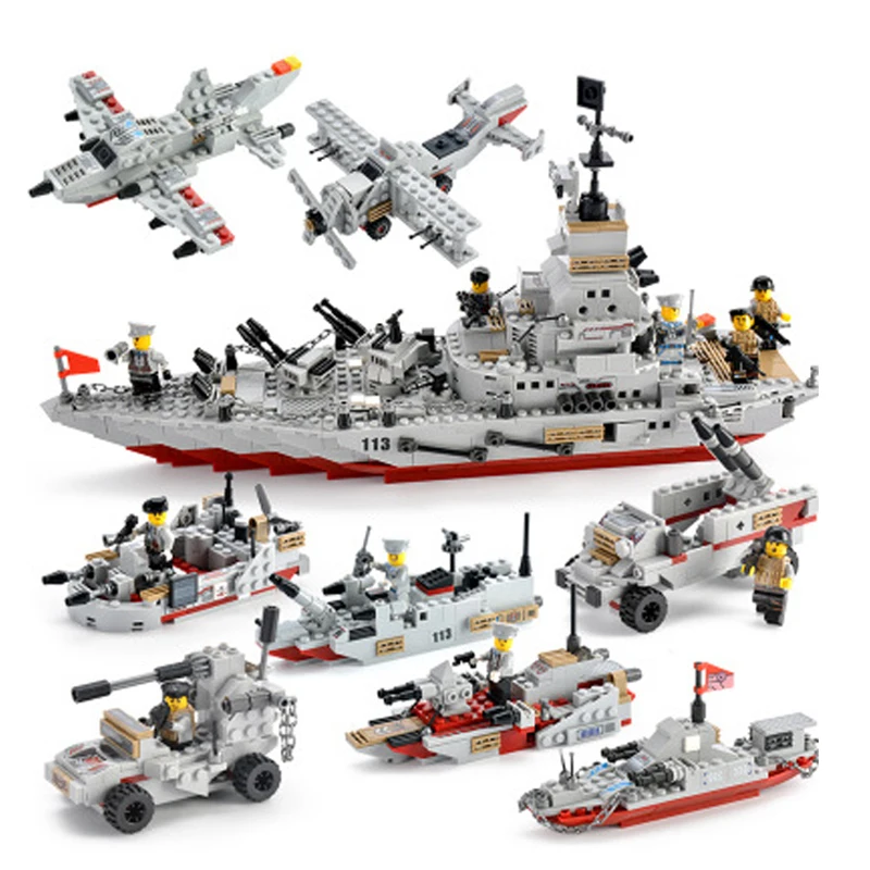 8 в 1 серия Battleship строительные блоки самолет Aircrafted город военный конструктор