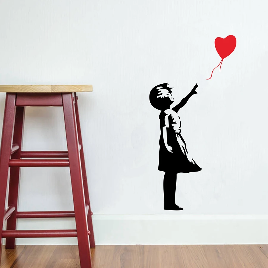Наклейки на стену Banksy Виниловая наклейка с изображением девушки воздушного шара