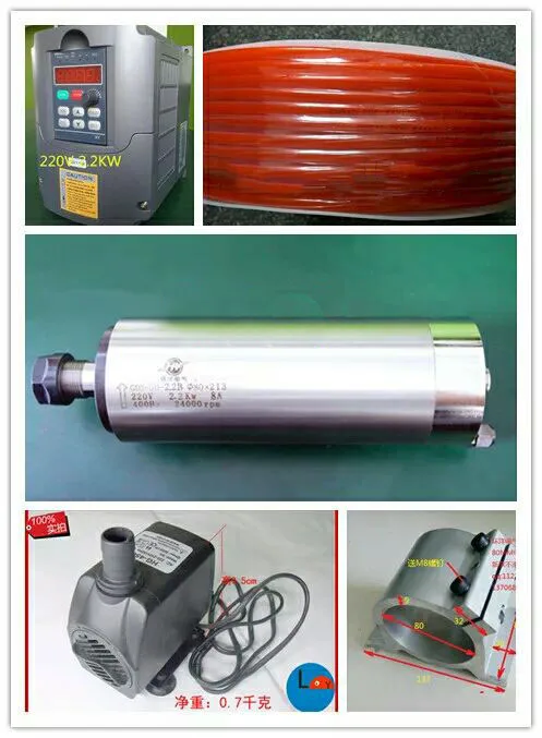 Детали ЧПУ двигатель шпинделя с водяным охлаждением 2 кВт преобразователь