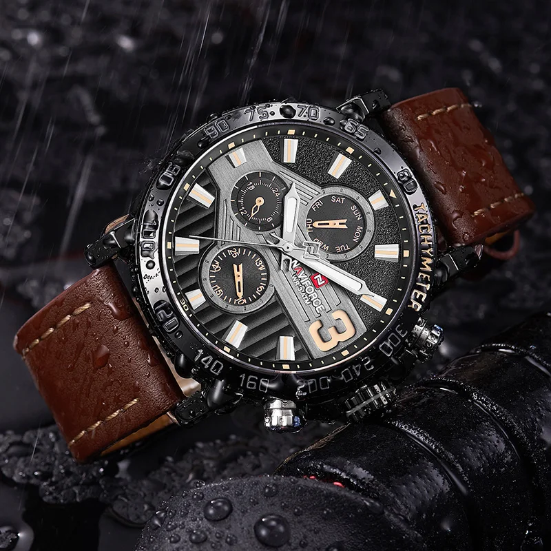 Топ люксовый бренд NAVIFORCE мужские спортивные часы кварцевые 24 часа дата Кожаные