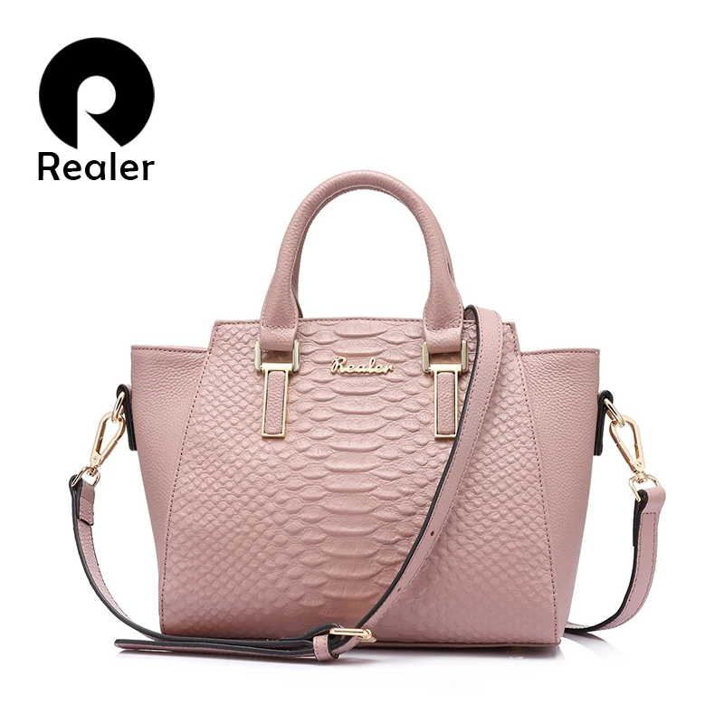 Женская ручная сумка с короткими ручками из натуральной кожи REALER|ladies shoulder bag|trapeze