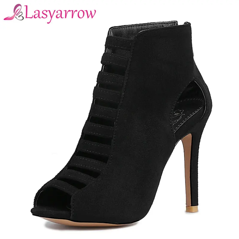 Lasyarrow летом Bootie Sandalia Feminina высокий каблук пикантные туфли с открытым носком