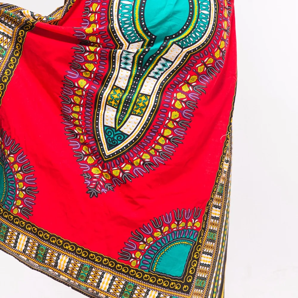 Dashikiage осеннее красное хлопковое Дашики потрясающее Элегантное длинное женское