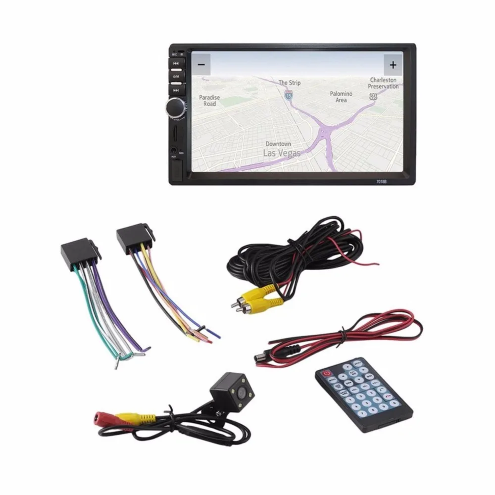 Новинка 7018, 2 Din, 7 дюймов, HD сенсорный экран, Bluetooth, в тире, 12 В, автомобильный стерео радио, FM, AUX, USB, MP3, MP5 плеер с камерой и пультом дистанционного управления