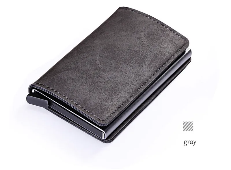 Лидер продаж, защита RFID карт, мужской кожаный чехол для карт, мини-кошелек, блокировка RFID, алюминиевый ID, кредитный держатель для карт для мужчин