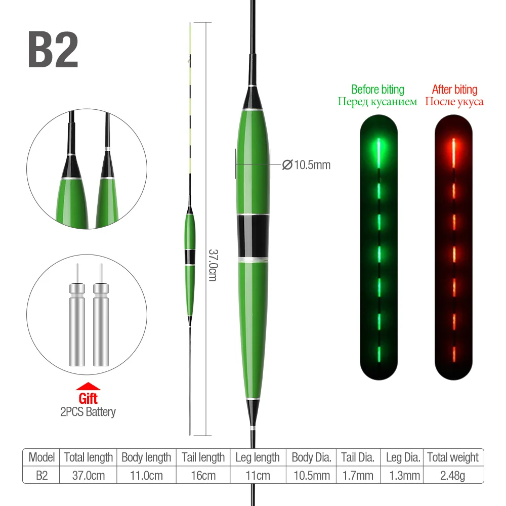 DONQL Smart Fishing Led Light Float Luminous Glowing Float Fish Bite Automatically Remind Electric Fishing Buoy With Batteries