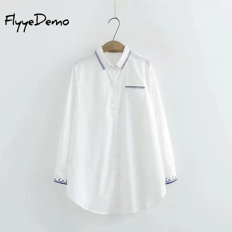 4XL Большие размеры корейский стиль белая рубашка женские топы Повседневная