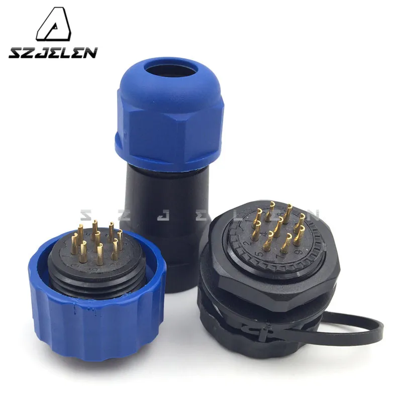 

SD20TP-ZM , Waterpro waterproof connector 9 pin Plug and socket, IP67, Electric cable wire connector 9pin male and female