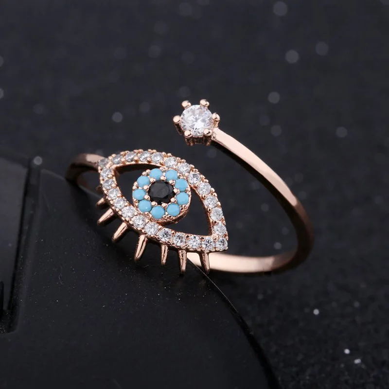Открытые Кольца Lucky Eye медное кольцо с микрозакрепкой из кубического циркония