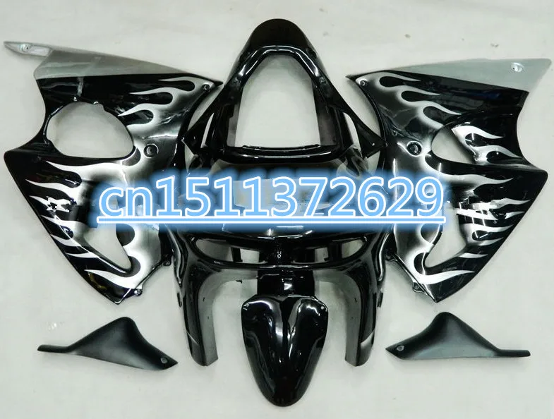 Bo белый черный обтекатель с изображением пламени для KAWASAKI Ninja ZX 6R 98 9 636 1998 1999 NINJA ZX6R