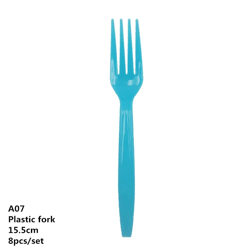 fork A07 Украшение для детского душа, бумажная тарелка, чашка, столовая посуда, скатерть для маленьких мальчиков и девочек, на день рождения, для младенцев, вечерние принадлежности - Цвет: fork A07