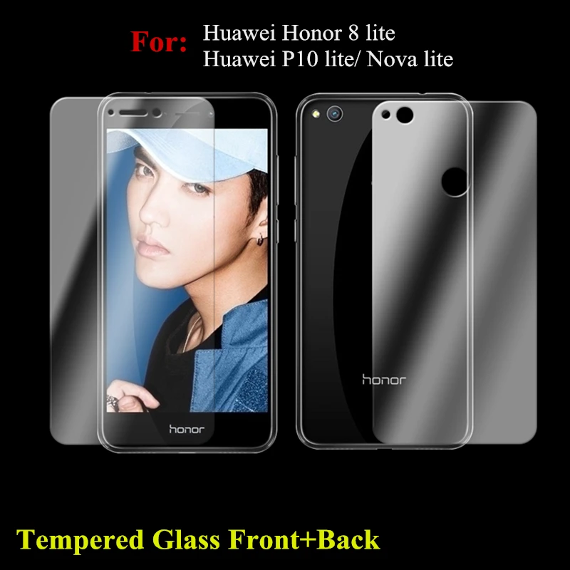 Закаленное стекло для huawei Honor 8 lite, защита экрана, закаленное стекло для huawei P10 lite/Nova lite, стеклянная пленка, передняя+ Задняя 5,2''