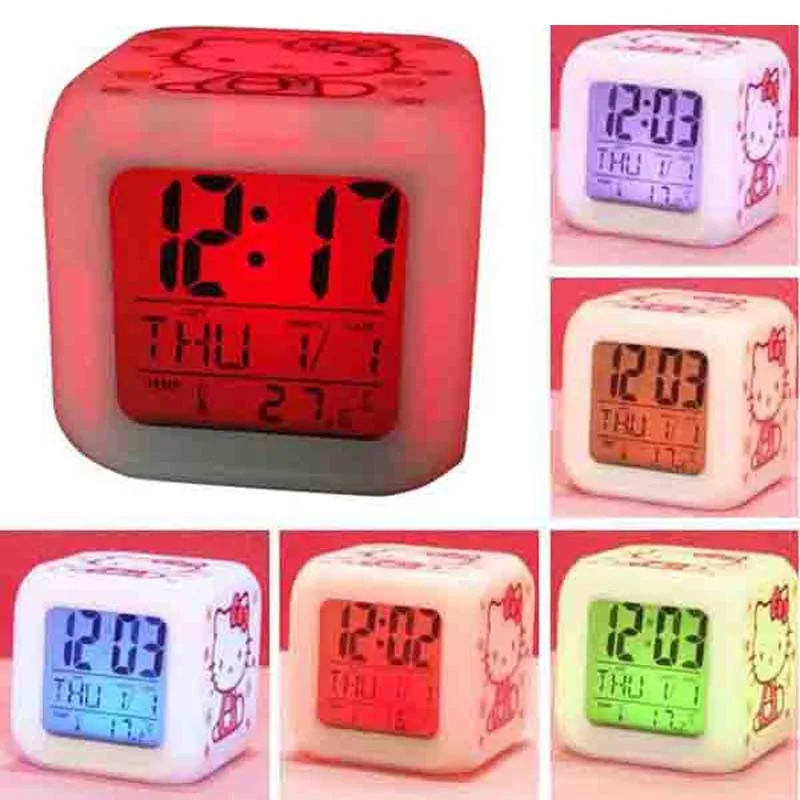 Цифровой будильник светящийся светодиодный 7 цветов Изменение цифровой