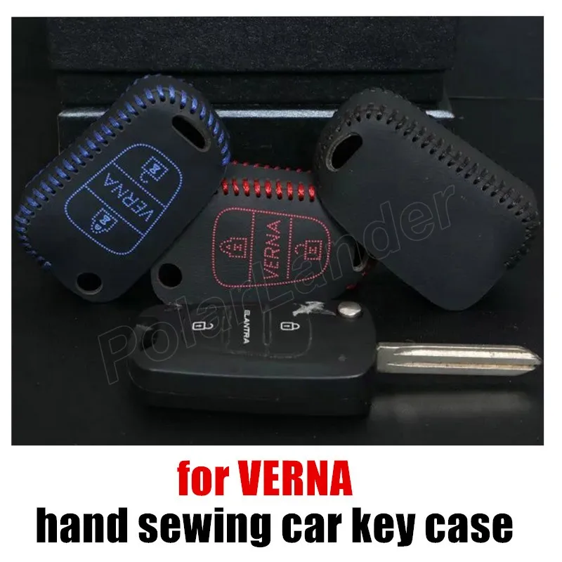 

Только красный лучший подарок чехол для ключа автомобиля натуральная Высококачественная кожа шитье вручную подходит для автомобиля HYUDNAI VERNA аксессуар бесплатная доставка