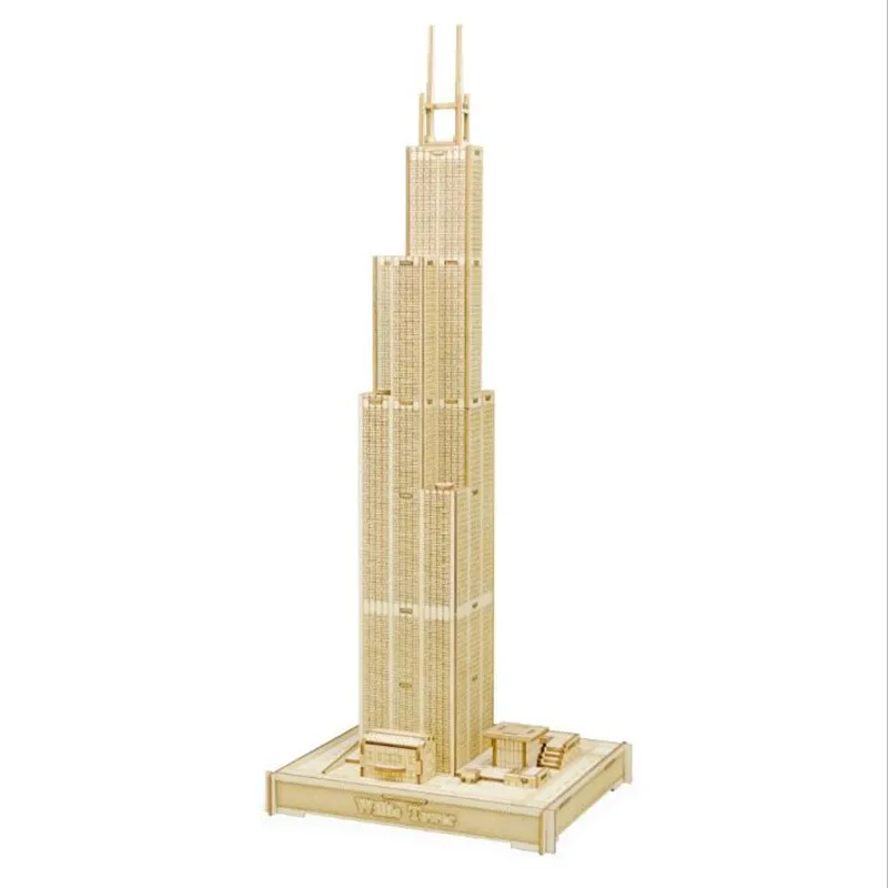 Sears Tower DIY 3D деревянные Пары Башня головоломка игра подарок и орнамент для детей