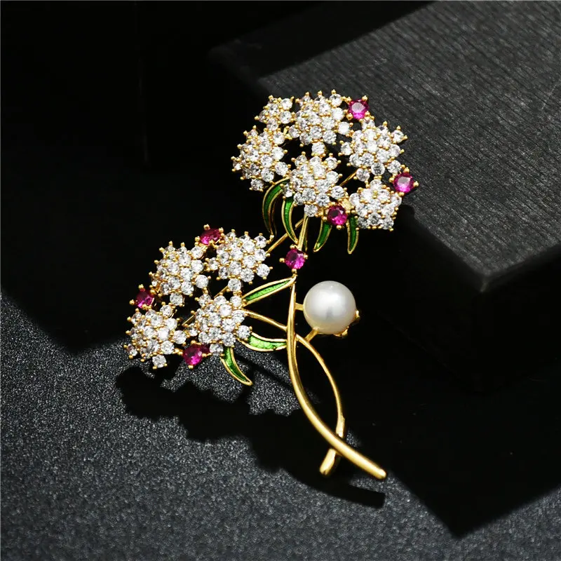 SINZRY handmade glaze cubic zircon freshwater pearl sweety flower elegant popular brooch pin lady scarves buckle | Украшения и
