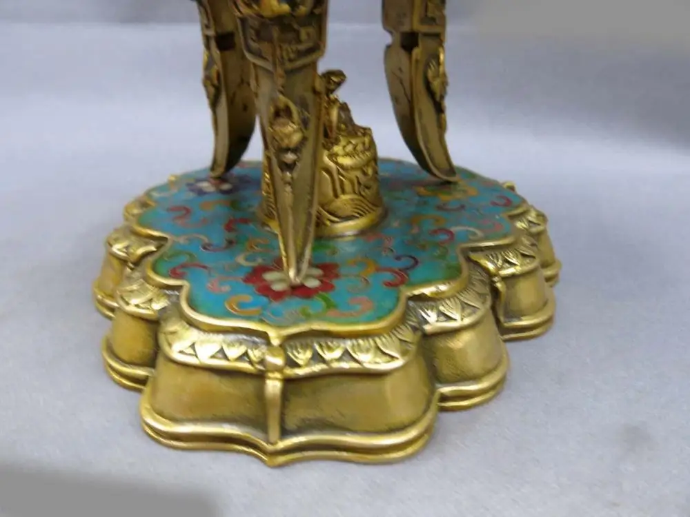13&quot China bronze gild Cloisonne censer Foo Dog Lion dragon incense burner Statue 32cm | Дом и сад
