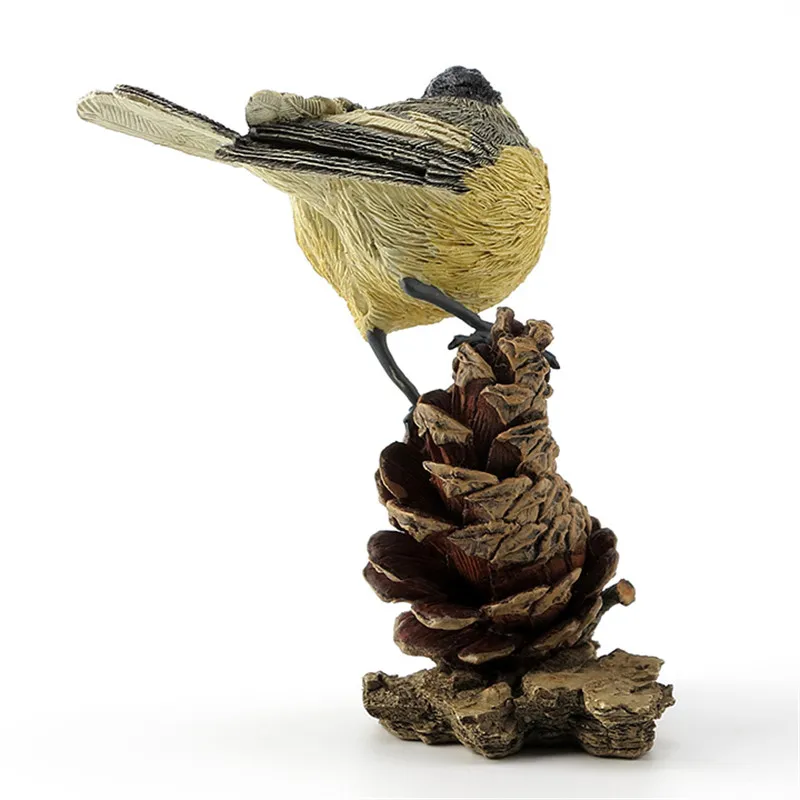 

Creative Bird Art Sculpture Tit Station Pine Tower Statue Animals Figurine Resin Art&Craft Home Decoration R1819