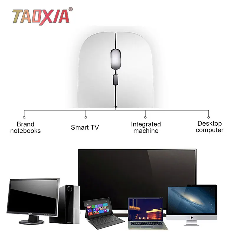 

Wireless Mouse Computer Bluetooth Mute Rechargeable 2.4G Receiver Bluetooth Ultra-thin Laptop Mouse Cordless Universal