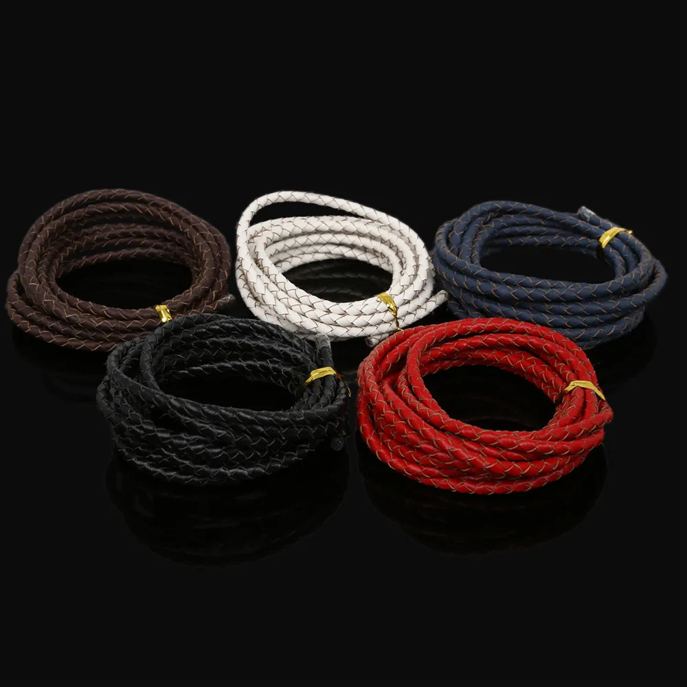 Hot Sale Multi Color 4mm 2m/pcs Round Leather Cord Real Rope String for Bracelet Necklace Jewlery Material Supplies | Дом и сад