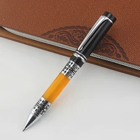 fashion orange silver clip metal ballpoint pen rotating ball pens student gift writing stationery school and office supplies